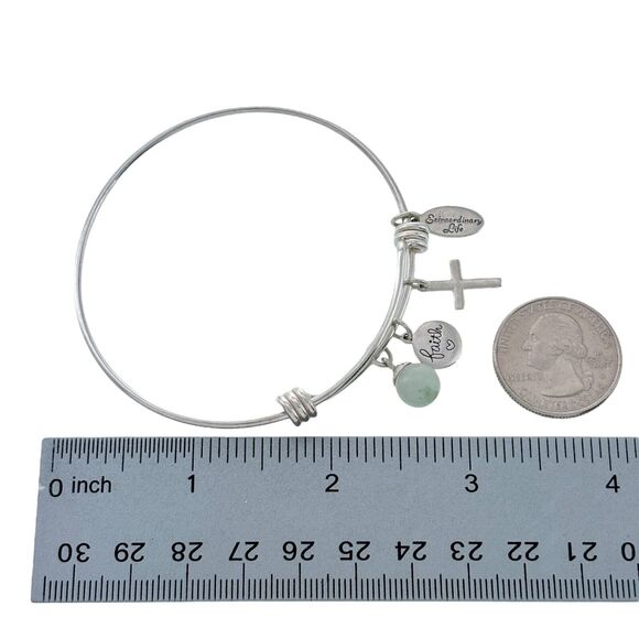 Footnotes Sterling Silver Extraordinary Faith Cross Charm Slide Bracelet 7.5" - Picture 5 of 6
